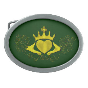 The Claddagh (Gold) Oval Belt Buckle