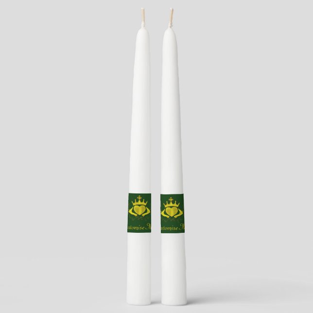The Claddagh (Gold) Taper Candle (Front)