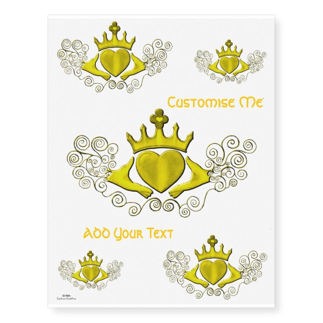The Claddagh (Gold) Temporary Tattoos (Front)