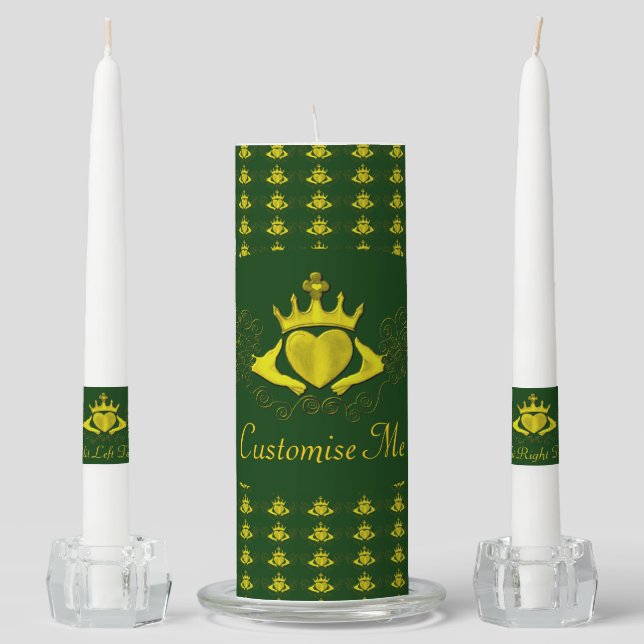 The Claddagh (Gold) Unity Candle Set (Front)