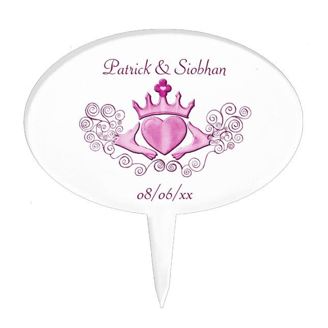 The Claddagh (Pink) Cake Topper (Front)