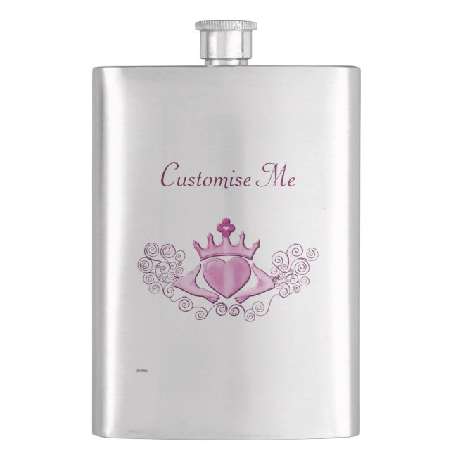 The Claddagh (Pink) Flask (Front)