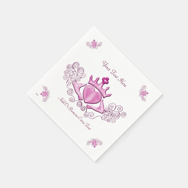 The Claddagh (Pink) Paper Napkins (Corner)