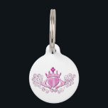 The Claddagh (Pink) Pet Name Tag<br><div class="desc">The Claddagh's distinctive design features two hands clasping a heart, and usually surmounted by a crown. The elements of this symbol are often said to correspond to the qualities of love (the heart), friendship (the hands), and loyalty (the crown). Often given in ring form, the Claddagh may be used for...</div>