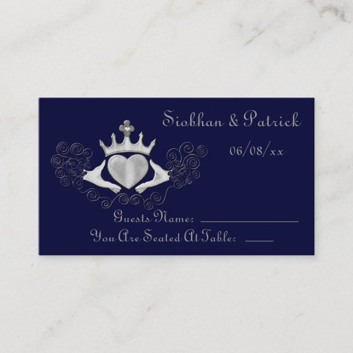 Customizable The Claddagh Placement Cards (Silver) (Wedding) Business Cards