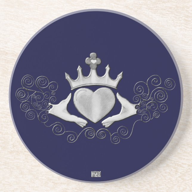 The Claddagh (Silver) Drink Coaster (Front)