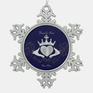 The Claddagh (Silver) Snowflake Pewter Christmas Ornament