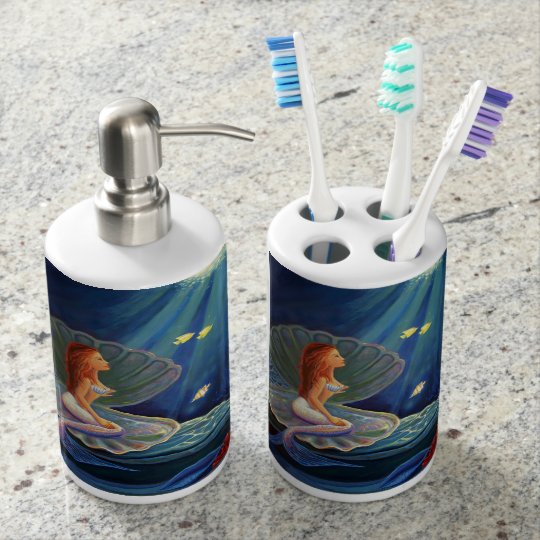 The Clam Shell Mermaid Bathroom Accessories Soap Dispenser And