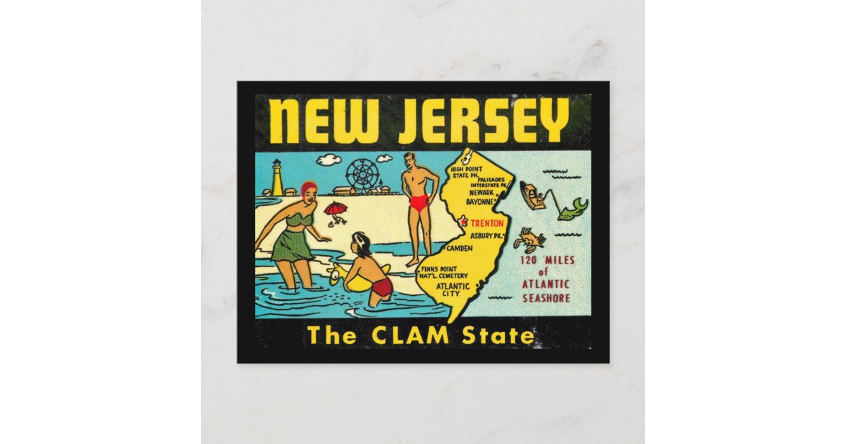 The Clam State, New Jersey, Vintage Postcard | Zazzle