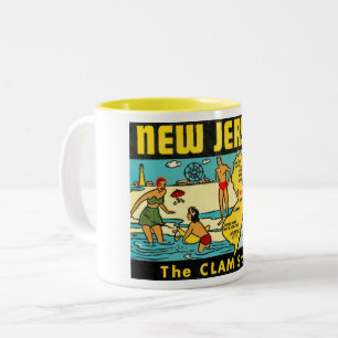 The Clam State, New Jersey, Vintage Two-Tone Coffee Mug