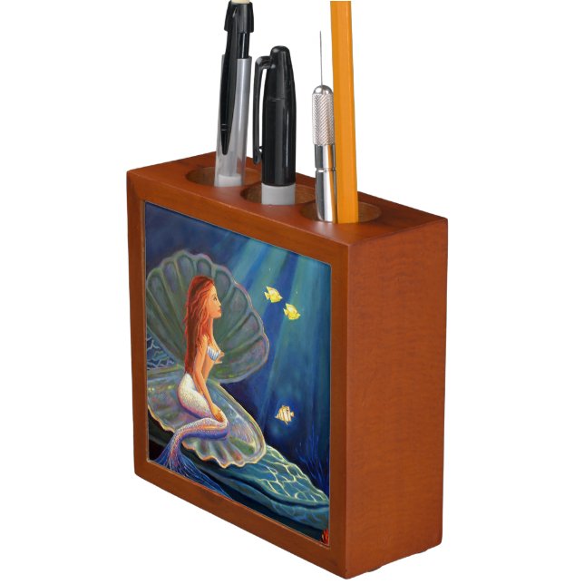 The Clamshell Mermaid Desk Caddy (In Situ)
