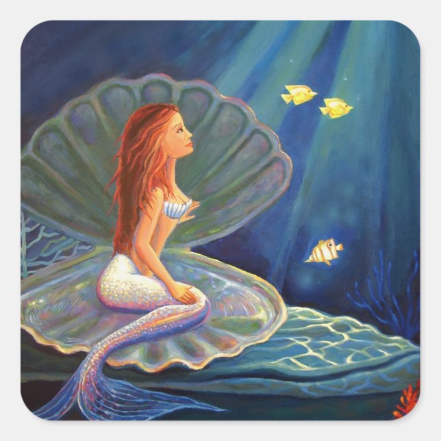 The Clamshell Mermaid -  Square Stickers (Front)
