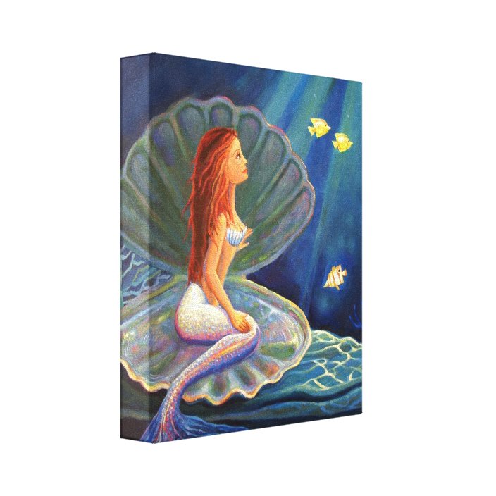 The Clamshell Mermaid - Wrapped Canvas Print | Zazzle.com