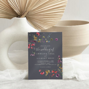 The Classic Blue Wild Floral Wedding Of Invitation