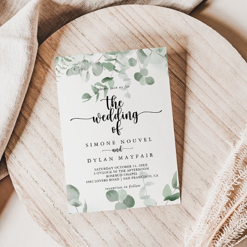 The Classic Green Eucalyptus Foliage Wedding of  Invitation