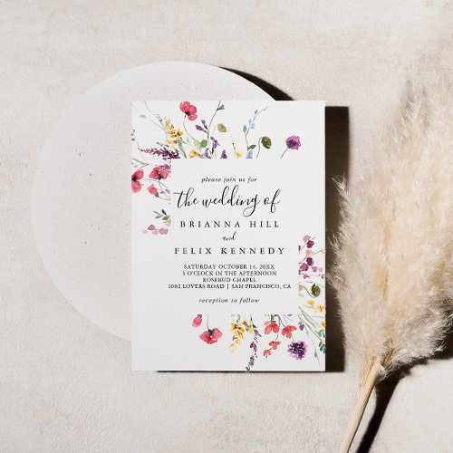 The Classic Wild Colorful Floral Wedding Of Invitation