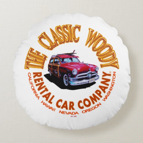 The Classic Woody Rental Car Company Logo Ver 20 Round Pillow