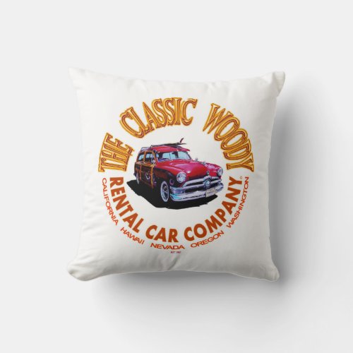 The Classic Woody Rental Car Company Logo Ver 20 Throw Pillow