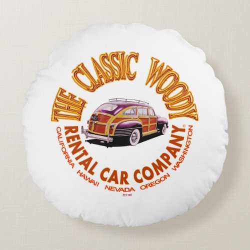 The Classic Woody Rental Car Company Logo Ver 30 Round Pillow