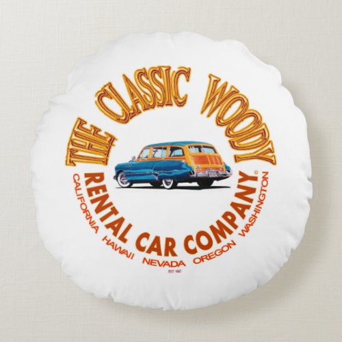 The Classic Woody Rental Car Company Logo Ver 40 Round Pillow