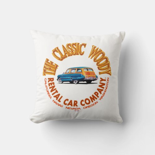 The Classic Woody Rental Car Company Logo Ver 40 Throw Pillow