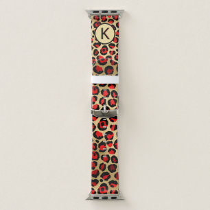 The Classy Leopard with Custom Monogram Apple Watch Band
