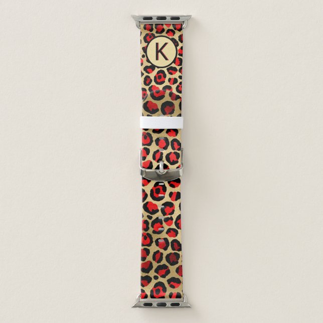 The Classy Leopard with Custom Monogram  Apple Watch Band (Band)