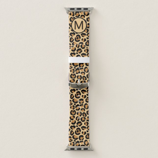 The Classy Leopard with Custom Monogram  Apple Watch Band (Band)