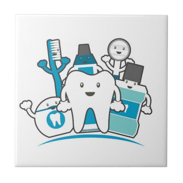 The Clean Teeth Gang Ceramic Tile (Front)