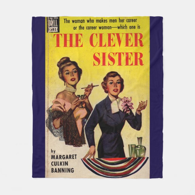 The Clever Sister 1950s pulp novel cover Fleece Blanket (Front)