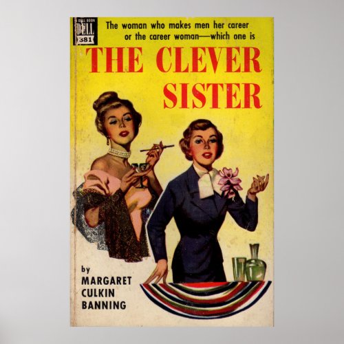 The Clever Sister 1950s pulp novel cover Poster
