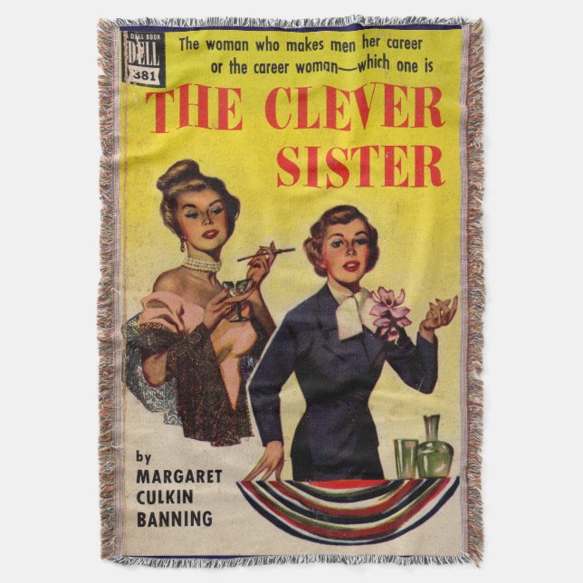 The Clever Sister 1950s pulp novel cover Throw Blanket (Front Vertical)