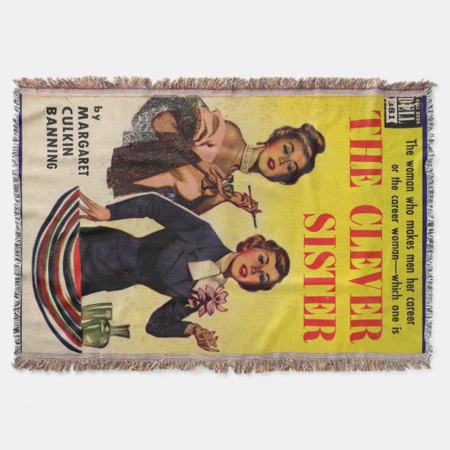 The Clever Sister 1950s pulp novel cover Throw Blanket (Front)