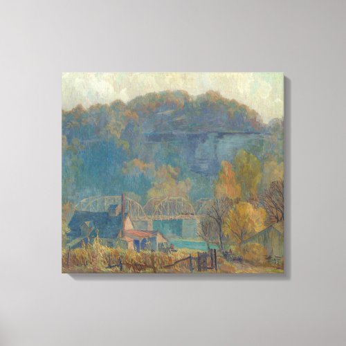 The Cliff at Morning Ozarks oil on canvas Canvas Print