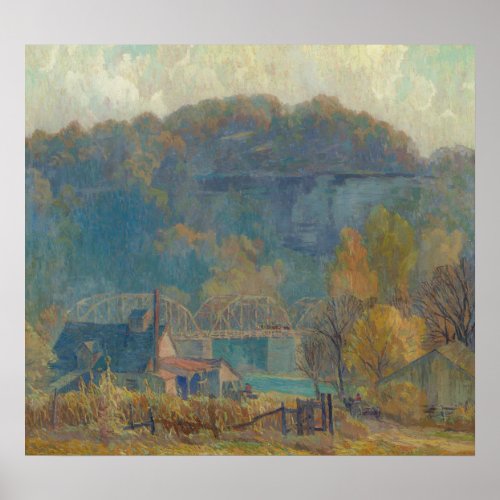 The Cliff at Morning Ozarks oil on canvas Poster