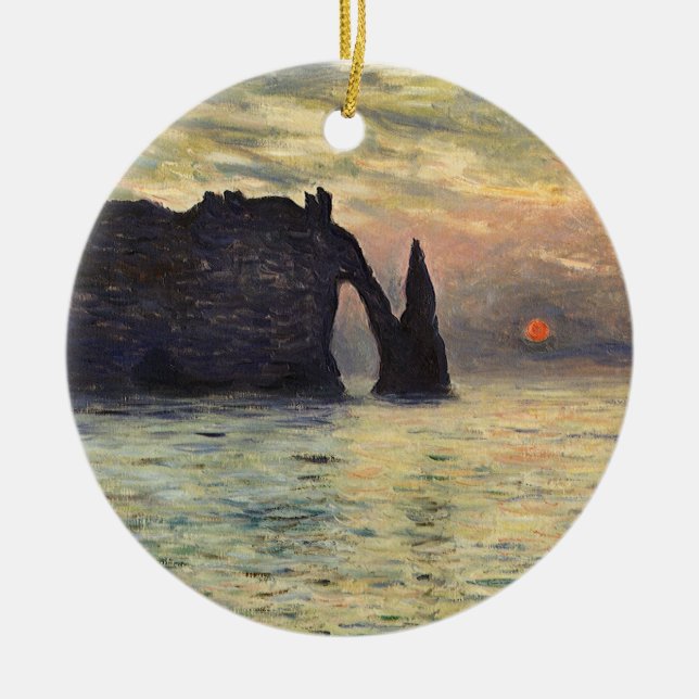 The Cliff Etretat, Sunset by Claude Monet Ceramic Ornament (Front)