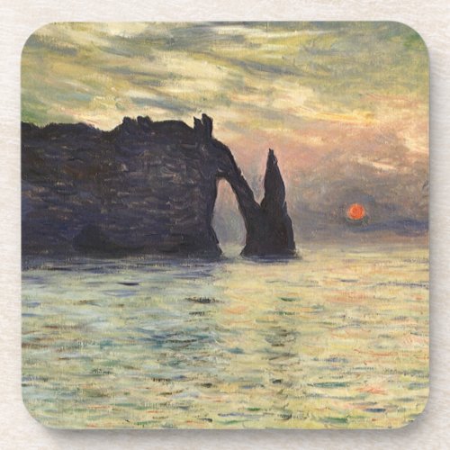 The Cliff Etretat Sunset by Claude Monet Coaster