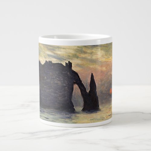 The Cliff Etretat Sunset by Claude Monet Giant Coffee Mug