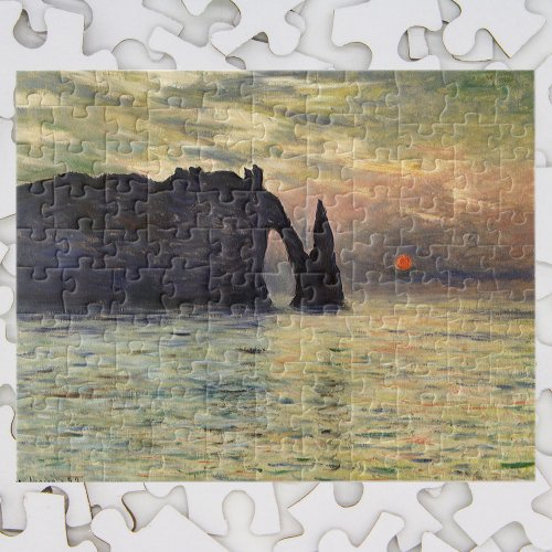 The Cliff Etretat Sunset by Claude Monet Jigsaw Puzzle