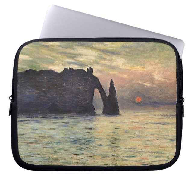 The Cliff Etretat, Sunset by Claude Monet Laptop Sleeve (Front)