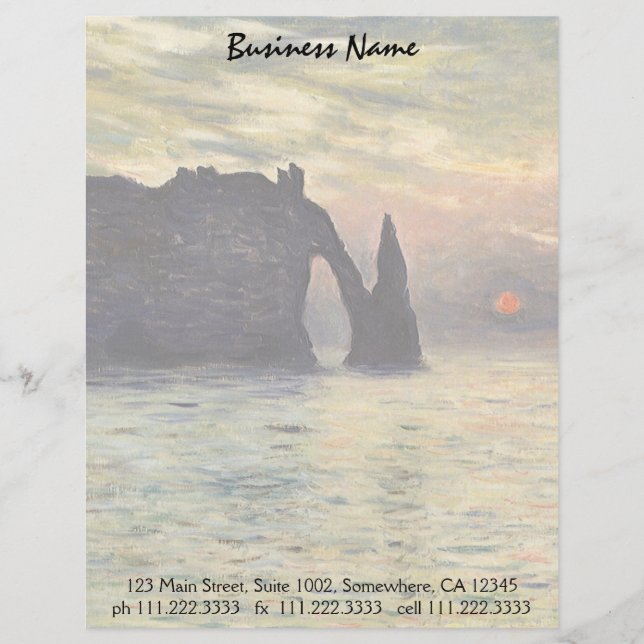 The Cliff Etretat, Sunset by Claude Monet Letterhead (Front)