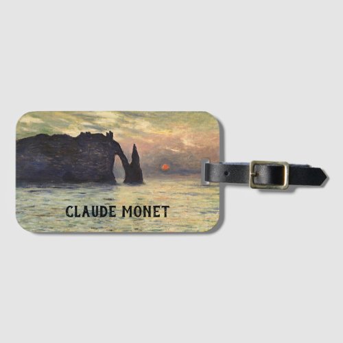 The Cliff Etretat Sunset by Claude Monet Luggage Tag