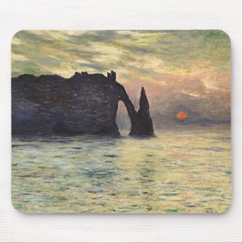 The Cliff Etretat Sunset by Claude Monet Mouse Pad