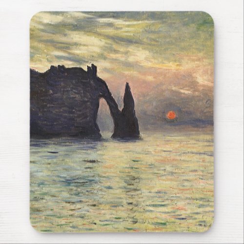 The Cliff Etretat Sunset by Claude Monet Mouse Pad