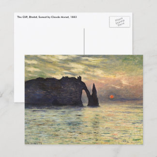 The Cliff Etretat, Sunset by Claude Monet Postcard