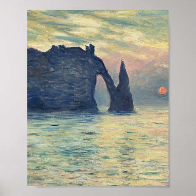 The Cliff Etretat Sunset By Claude Monet Poster (Front)