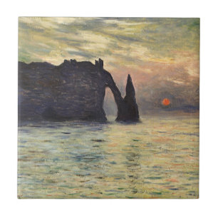 The Cliff Etretat, Sunset by Claude Monet Tile