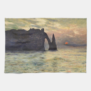 The Cliff Etretat, Sunset by Claude Monet Towel