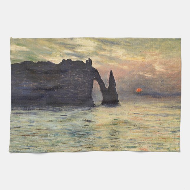 The Cliff Etretat, Sunset by Claude Monet Towel (Horizontal)