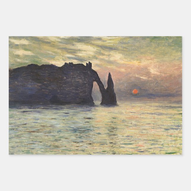 The Cliff Etretat, Sunset by Claude Monet Wrapping Paper Sheets (Front)